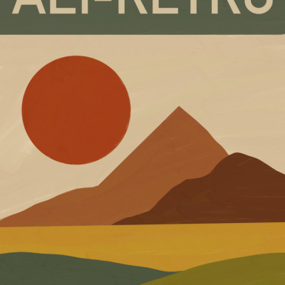 Alt -retro Landscape with Sun