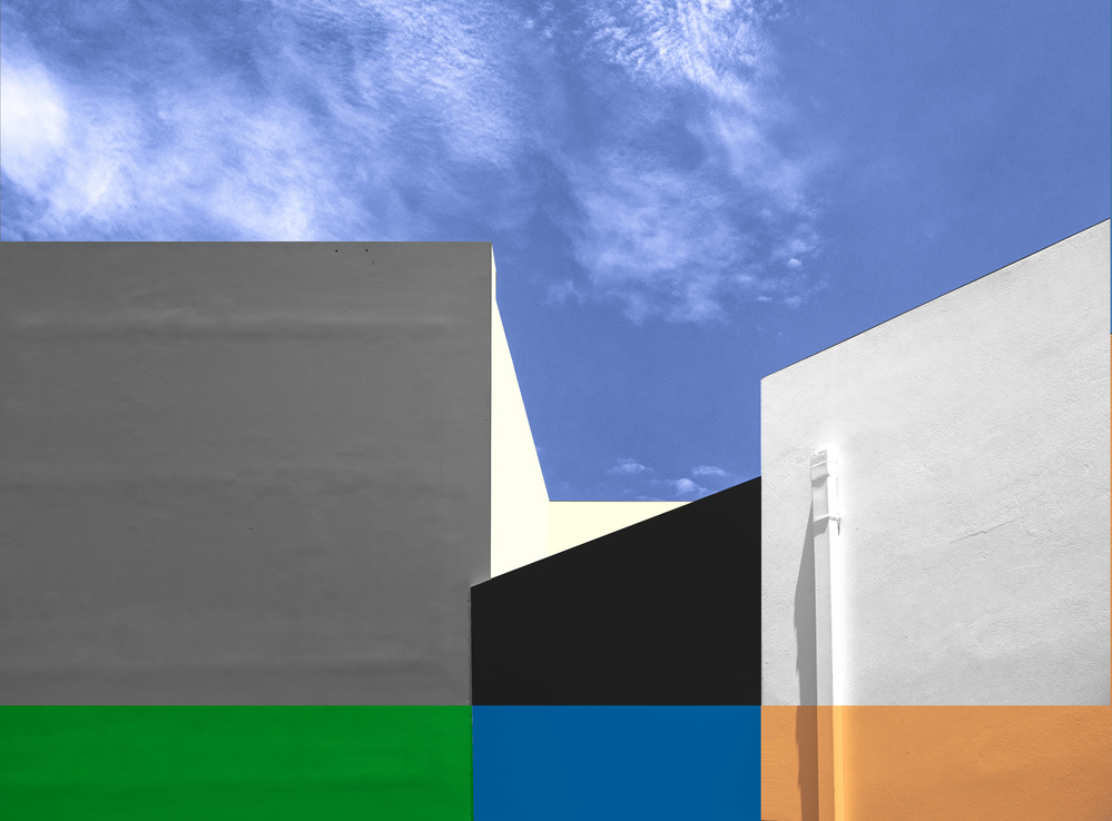Architectural Shapes Blue Sky by Harry Verschelden — canvas wall art