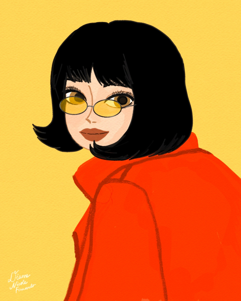 Stylish Woman Yellow Glasses by Dianne Nicole Fernando — canvas wall art
