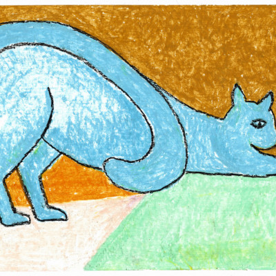 Whimsical Blue Cat