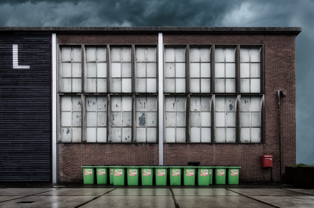 Industrial Facade Stormy Sky by Michiel Hageman — canvas wall art