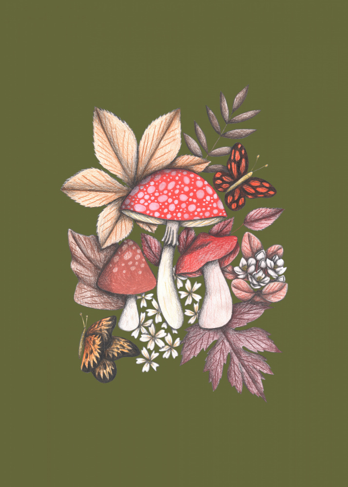 Autumn Forest Fungi by Cecilia Battaini — canvas wall art