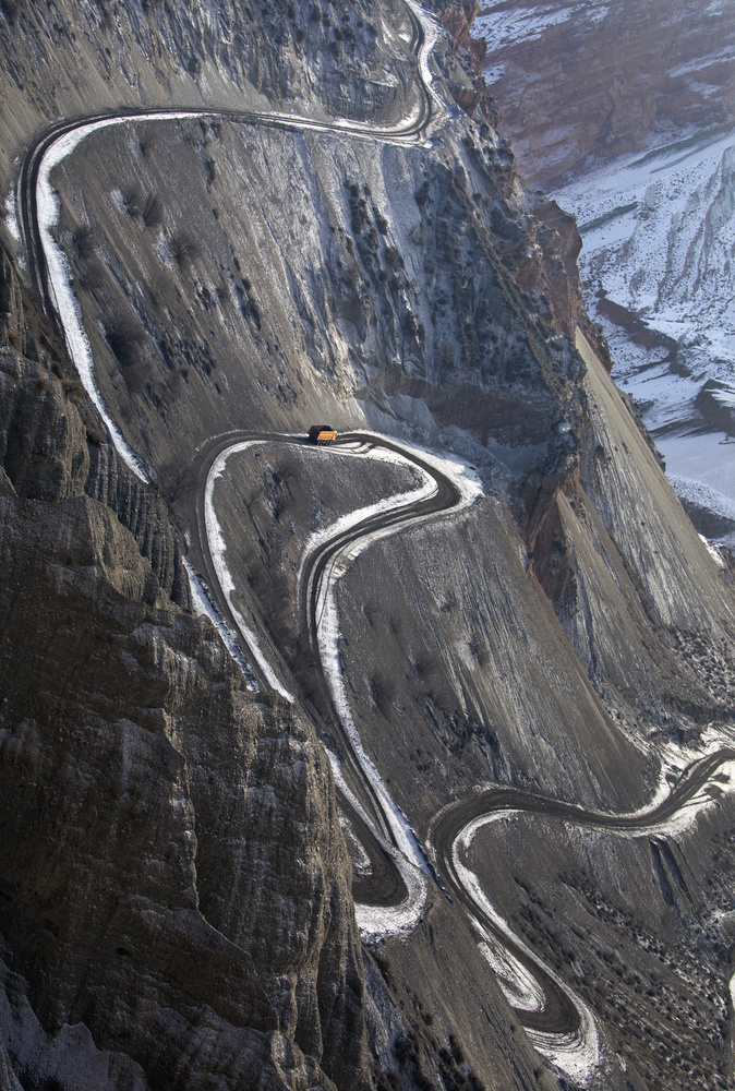 Steep Mountain Switchback Road by Libby Zhang — canvas wall art
