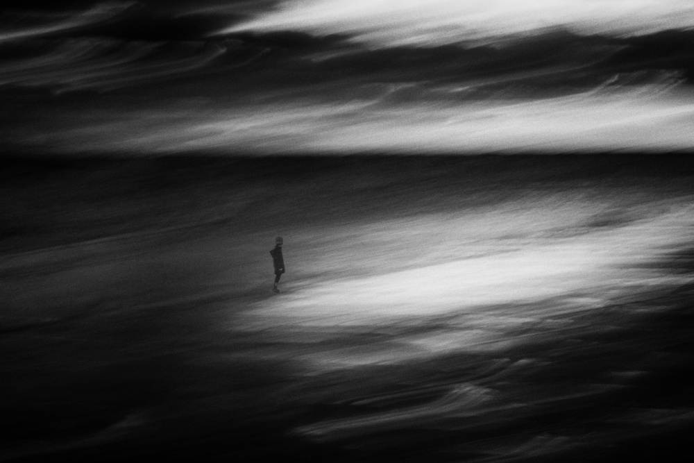 Lone Figure Dark Waters by Benjamine Hullot Scalvenzi — canvas wall art
