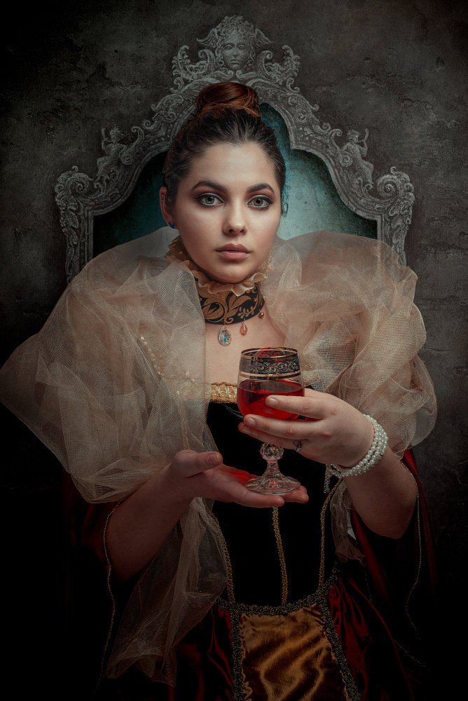 Regal Woman Red Wine by Paul Adrian Chis — canvas wall art