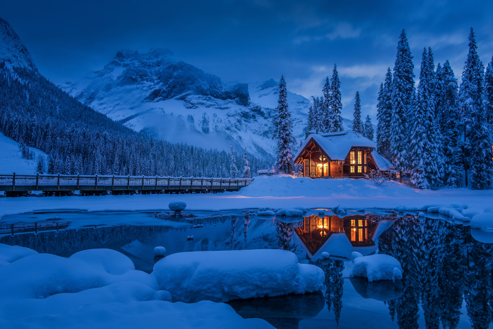 Cozy Winter Cabin by Tom Meier — canvas wall art