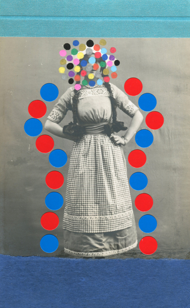 Vintage Woman Colorful Dots by Naomi Vona — canvas wall art