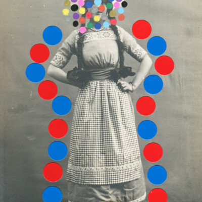 Vintage Woman Colorful Dots