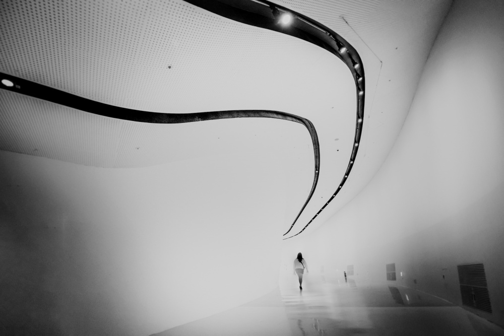 Sleek Curved Hallway by YoungIl Kim — canvas wall art