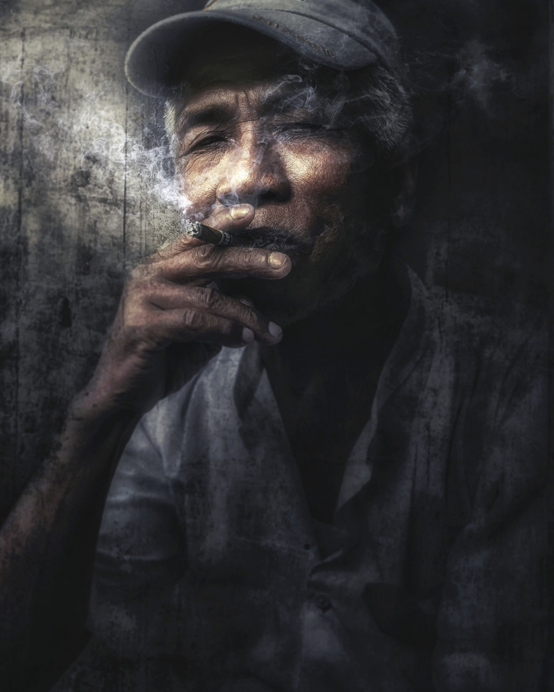 Vintage Smoking Man by Massimo Cuomo — canvas wall art
