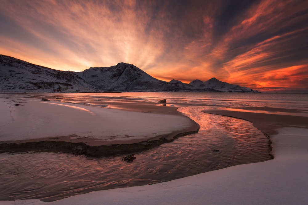 Vibrant Winter Sunset by Jaroslav Zakravsky — canvas wall art