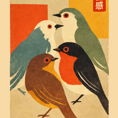 Colorful Bird Gathering