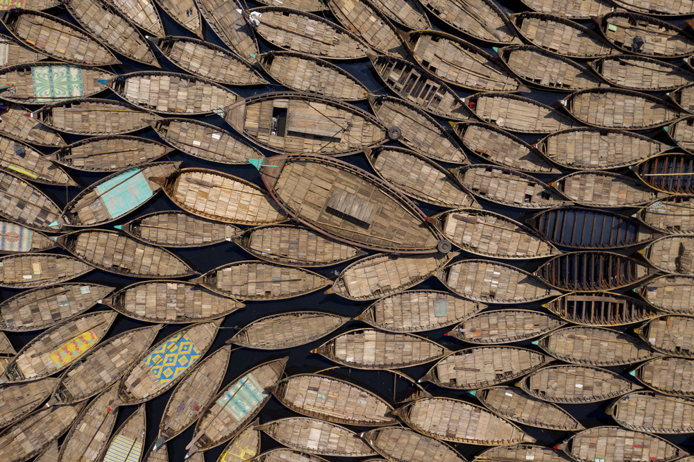 Dense Wooden Boats by Azim Khan Ronnie — canvas wall art