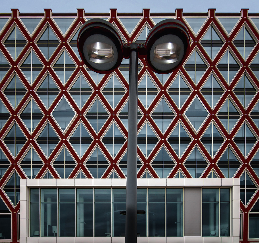 Red Diamond Building Lamp by Henk van Maastricht — canvas wall art