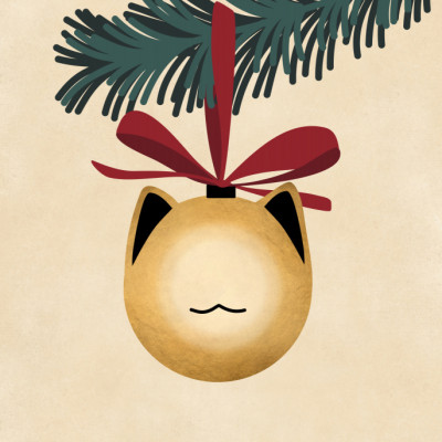 Meowry bauble godl/tan