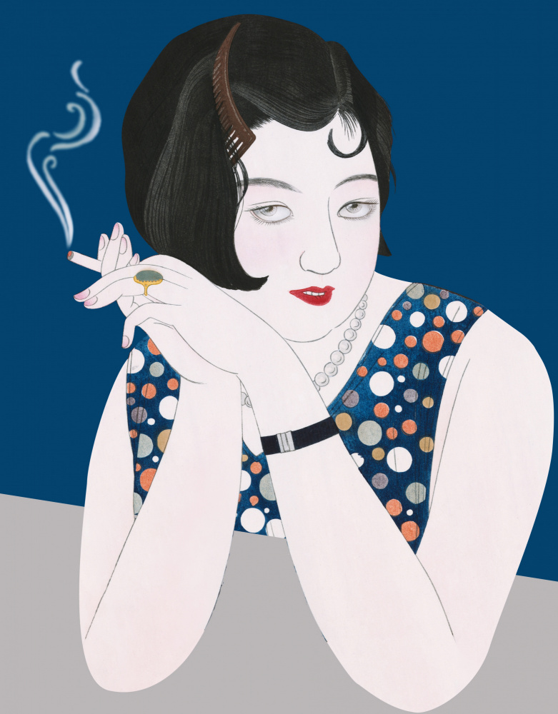 Retro Smoker's Gaze by Marja van den Hurk — canvas wall art