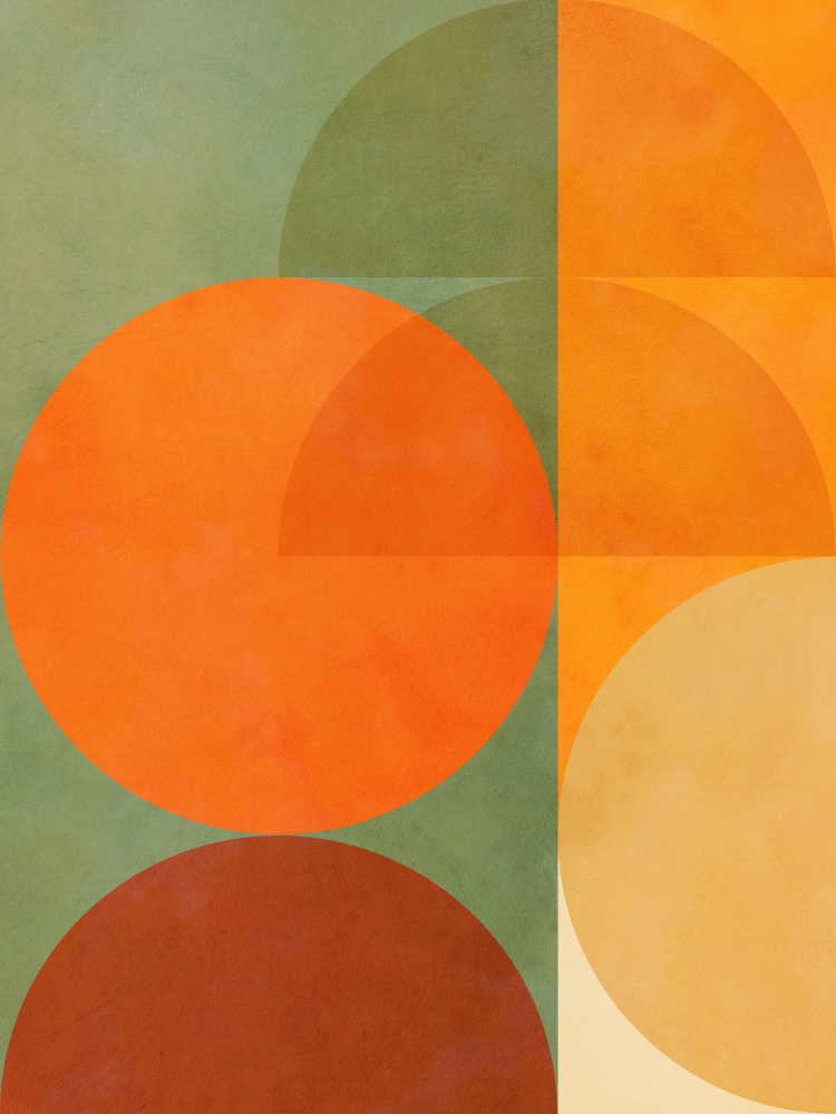 Orange Green Abstract Geometry by Dominique Vari — canvas wall art