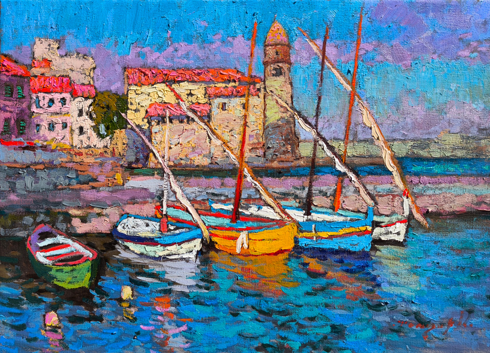 Colorful Harbor Boats by Alexander Shandor — canvas wall art