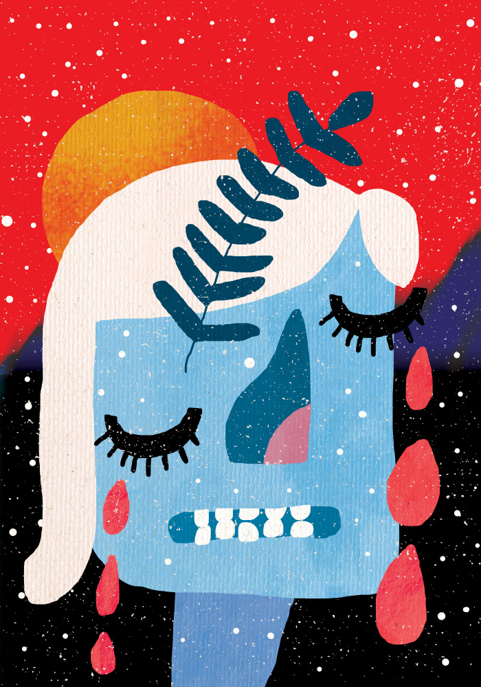 Melancholy Blue Face by Aylin Demir — canvas wall art