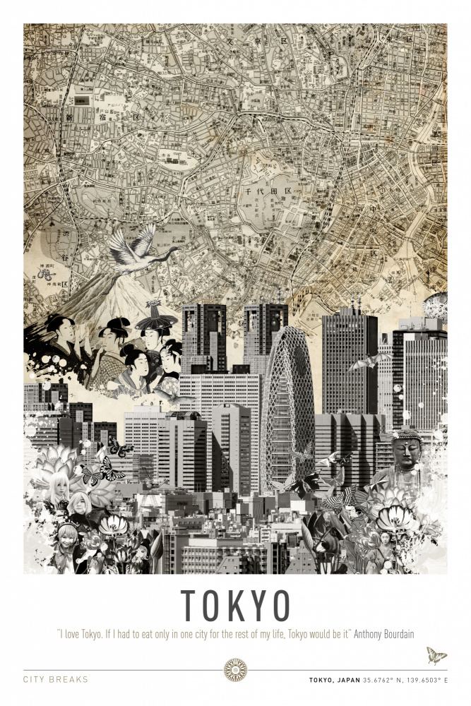Tokyo Cityscape Fusion by Simon Goggin — canvas wall art