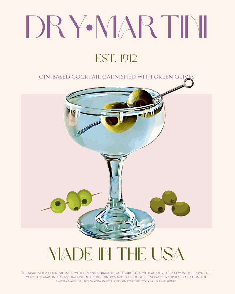 Classic Dry Martini by Nazma Khokhar — canvas wall art