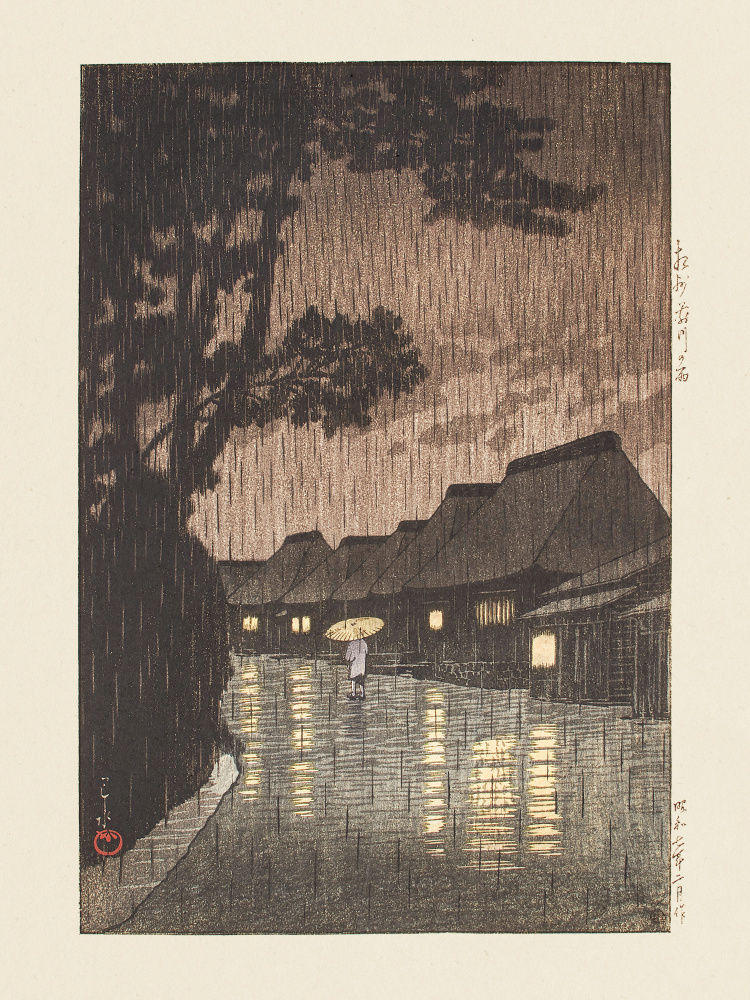 Soshu Maekawa No Ame (rain At Maekawa, Sagami Province) (1932) by Kawase Hasui — canvas wall art