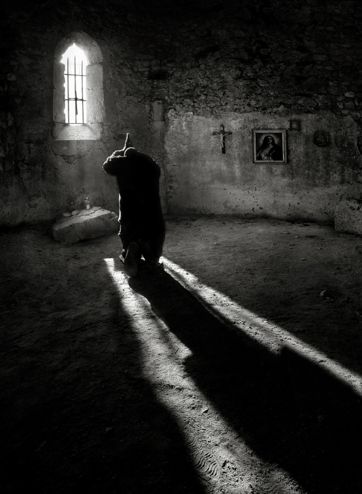 Solitary Prayer Light by Darko Cuder — canvas wall art