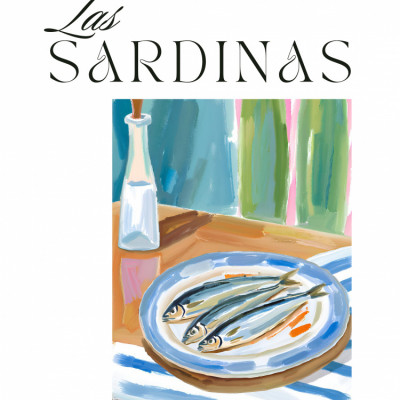 Plate of sardines with Bottle