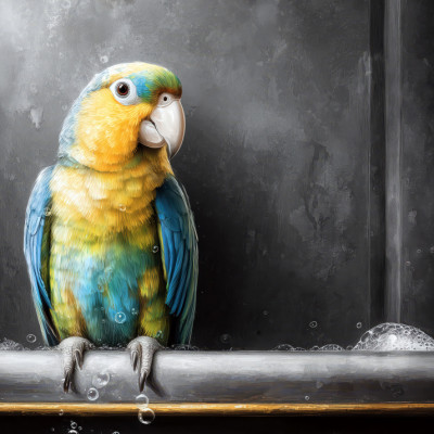 Parrot In Bathtube 2