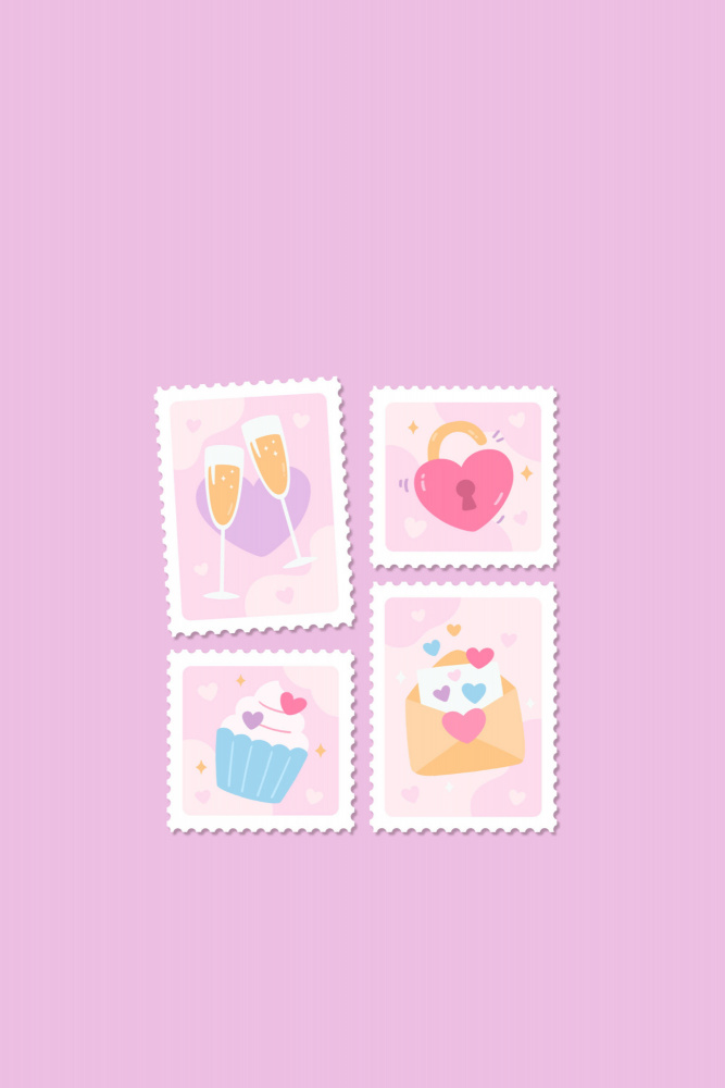 Sweet Valentine Stamps by Xuan Thai — canvas wall art