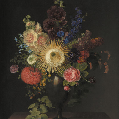 A Porphyry Vase With Cactus Grandiflora and Other Flowers By C. D. Fritzsch