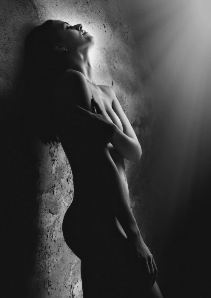 Contemplative Nude Silhouette by Jozef Kiss — canvas wall art