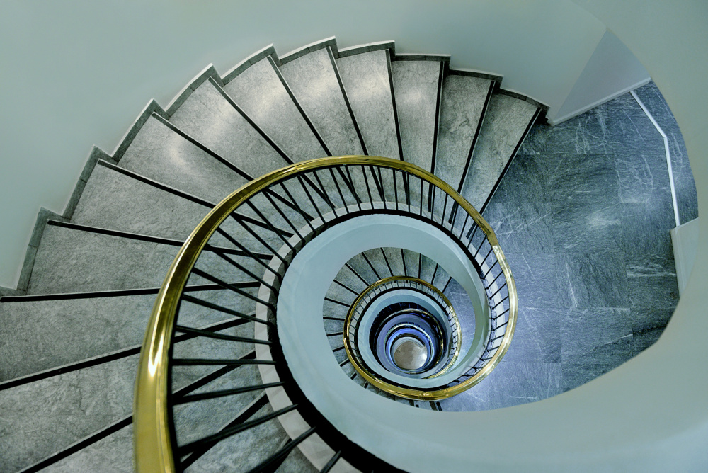 Winding Golden Staircase by Jorge Pimenta — canvas wall art
