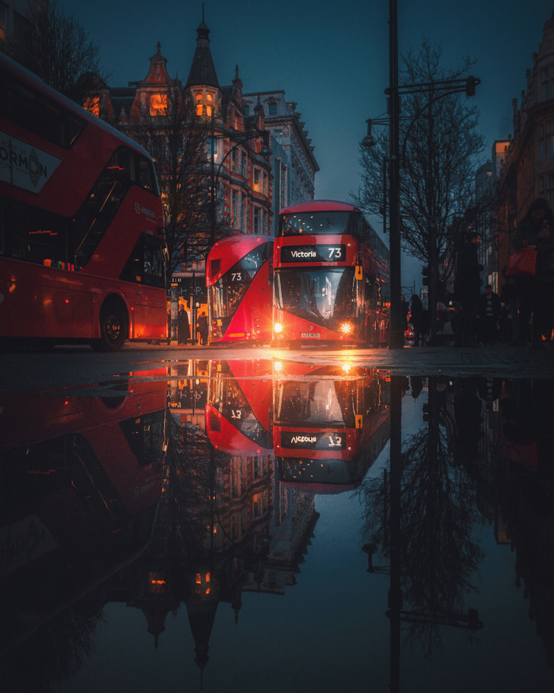 Moody London Reflections by David George — canvas wall art