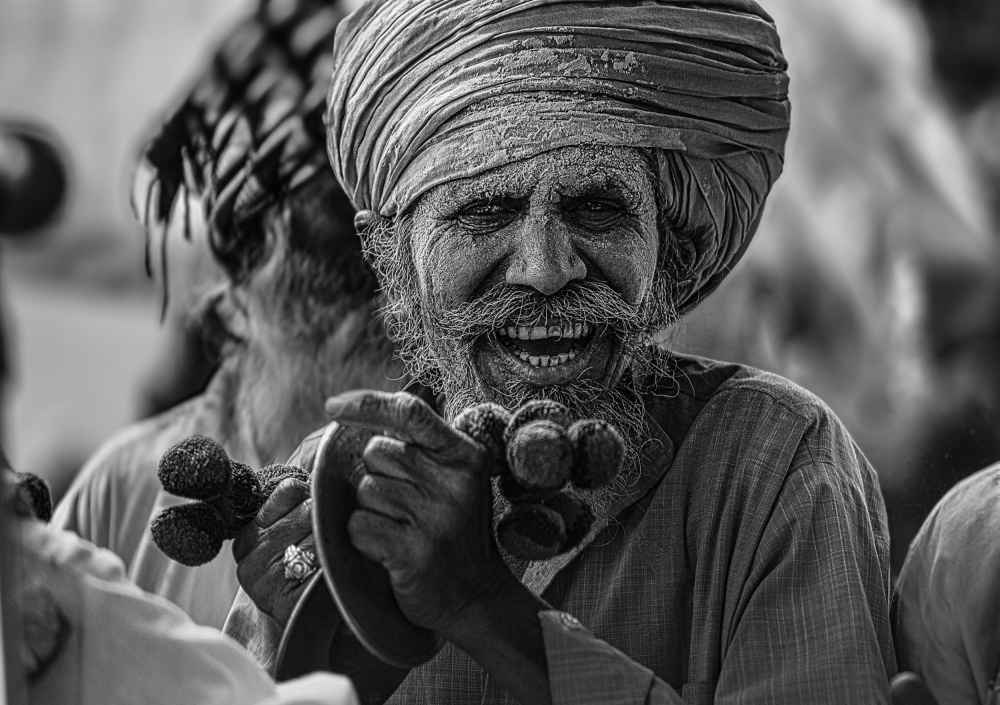 Joyful Turbaned Man Laughing by Rahul Wedpathak — canvas wall art