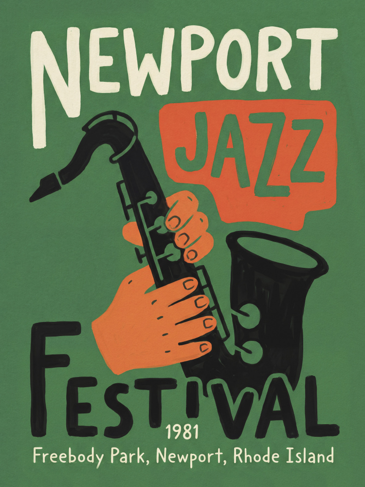 Newport Jazz Festival Saxophone by Andreas Magnusson — canvas wall art