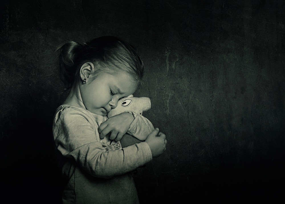 Little Girl's Comfort by Adrian Vrican — canvas wall art