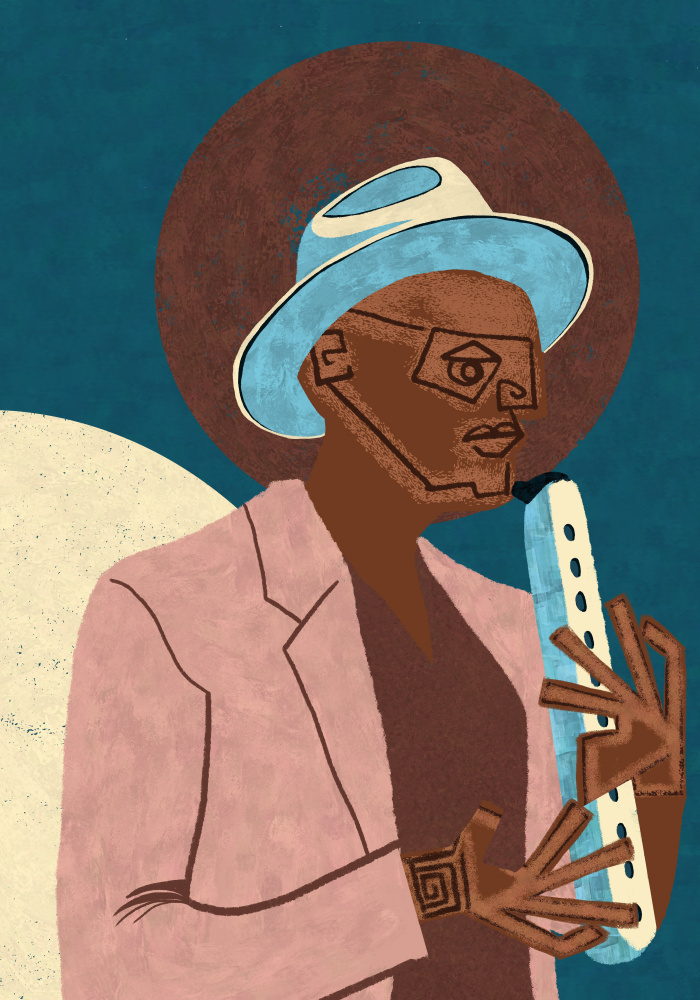 Stylish Jazz Player by Gulcihan Ozguc — canvas wall art