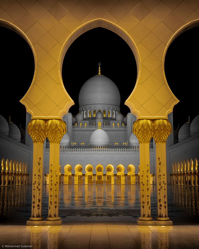 Grand Mosque Night Reflection by Mohammad Sulaiman — canvas wall art