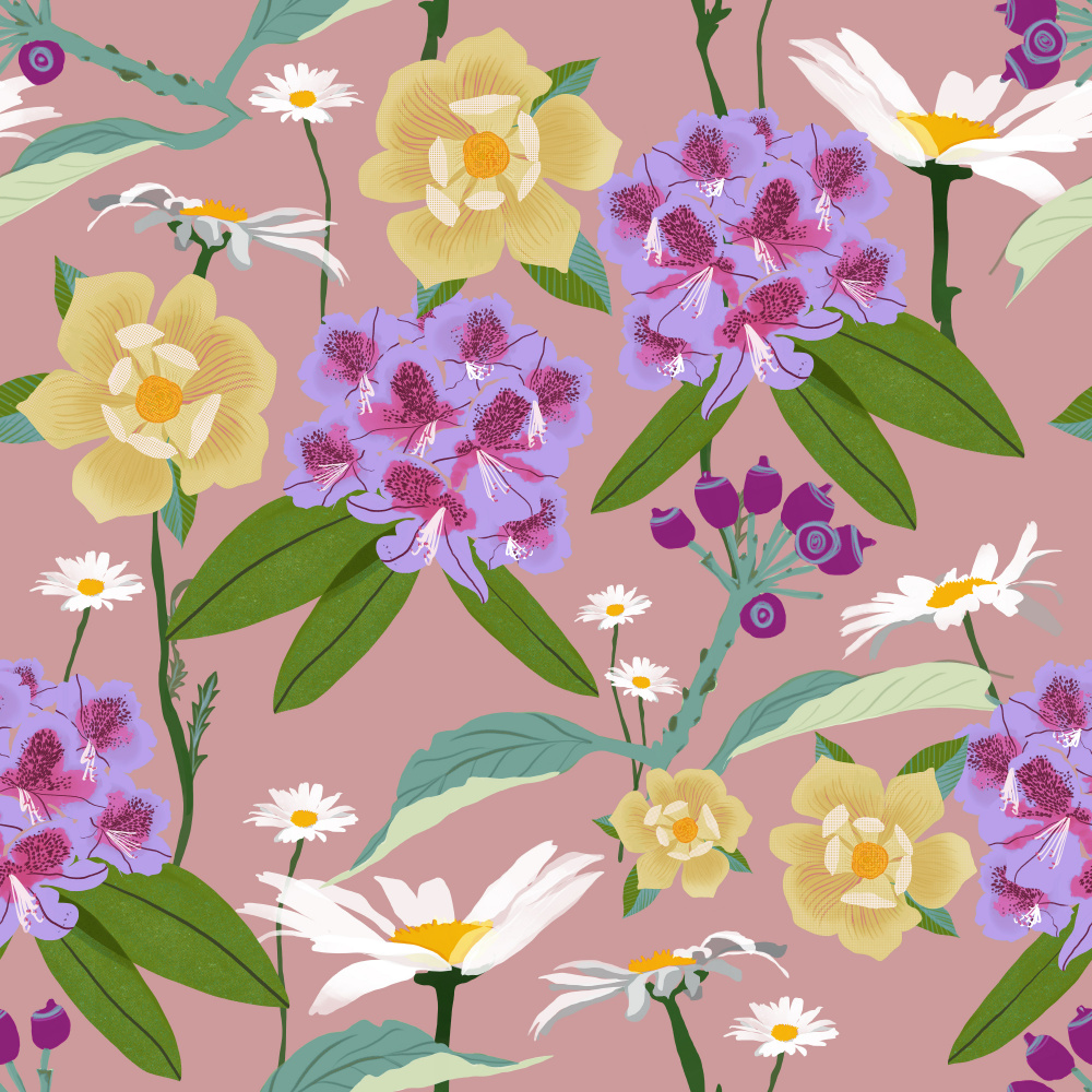 Vibrant Floral Garden by Charlotte Trudgett — canvas wall art