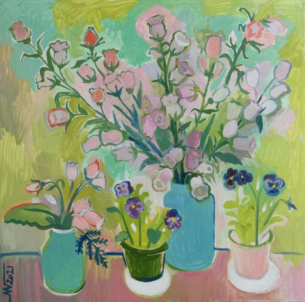 Colorful Still Life Blooms by Marina Gorkaeva — canvas wall art