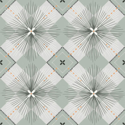Japandi farmhouse blender checked beams dusty teal seamless pattern