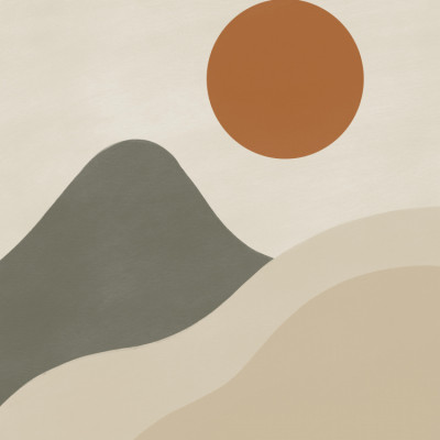 Minimalist Sun Over Hills