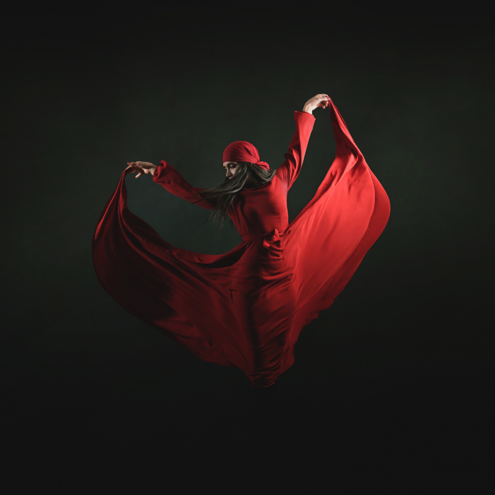 Flowing Red Elegance by Moein Hasheminasab — canvas wall art