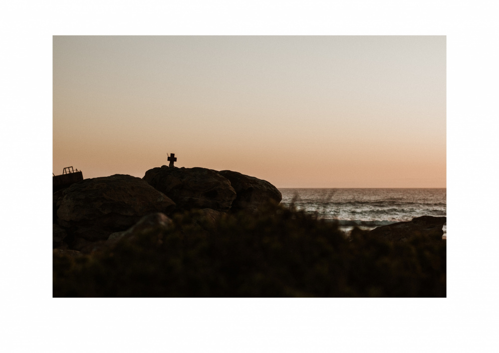 Coastal Cross Silhouette by Megan Shone — canvas wall art