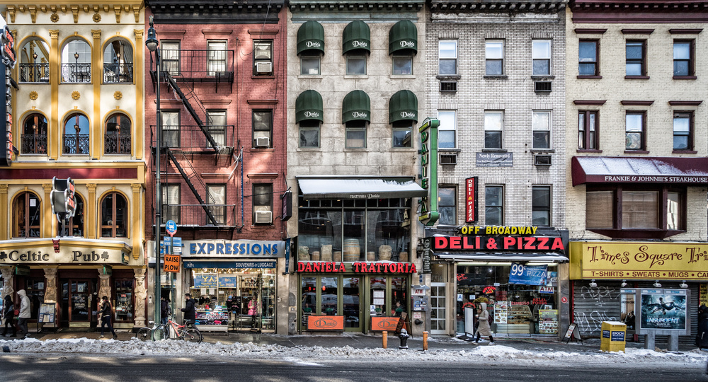Snowy New York Street by Peter Pfeiffer — canvas wall art