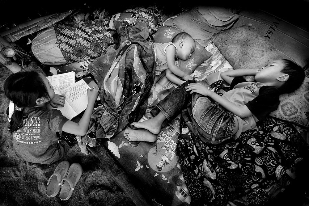 Children Study and Sleep by Adhi Prayoga — canvas wall art
