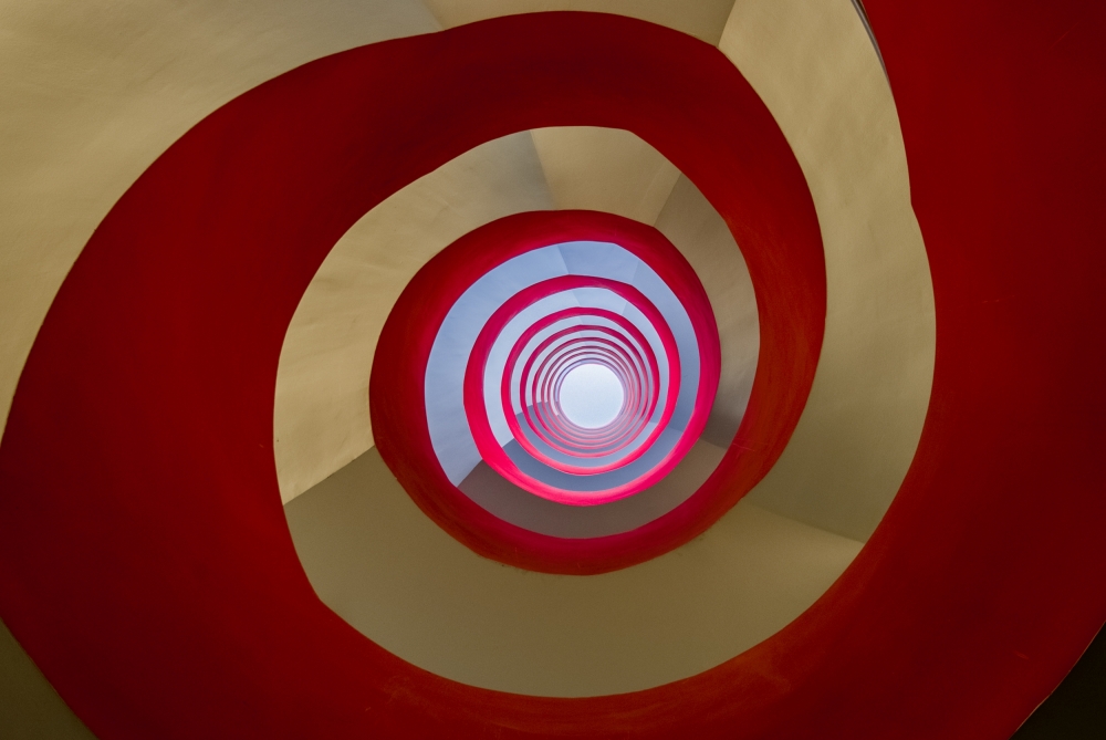 Vibrant Red Spiral by Holger Schmidtke — canvas wall art