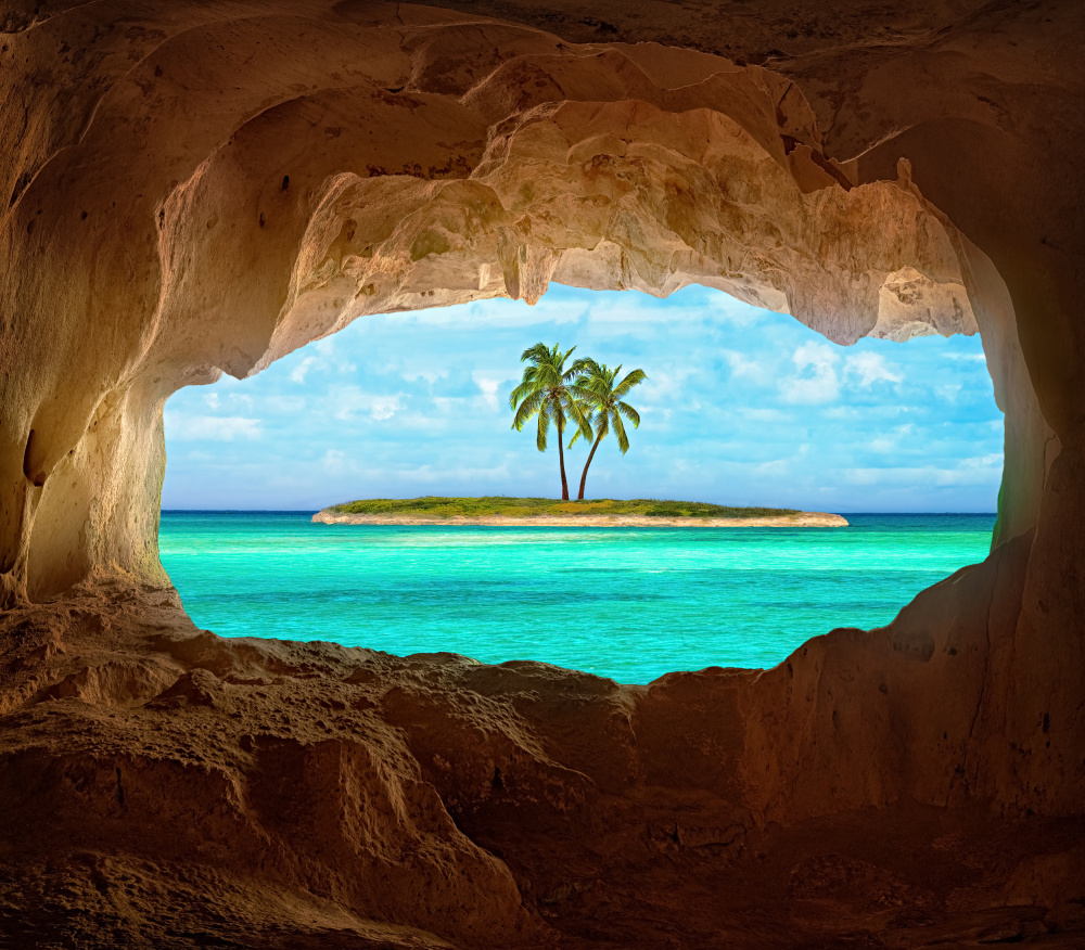 Paradise Island Cave View by Matt Anderson — canvas wall art