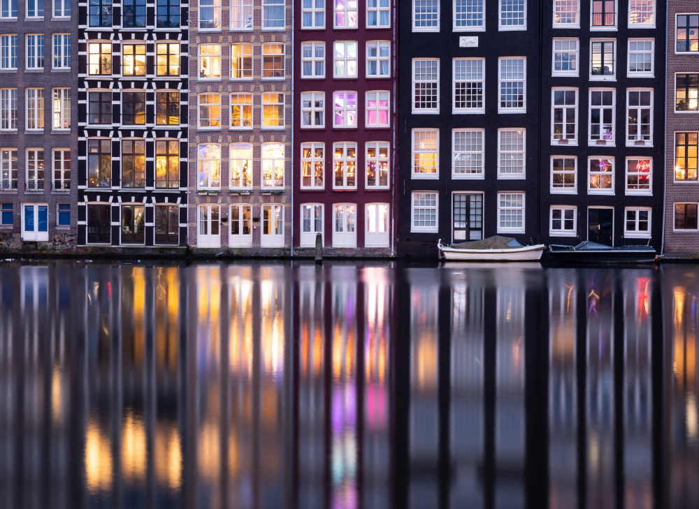 Colorful Canal Evening by Caroline Bomers — canvas wall art